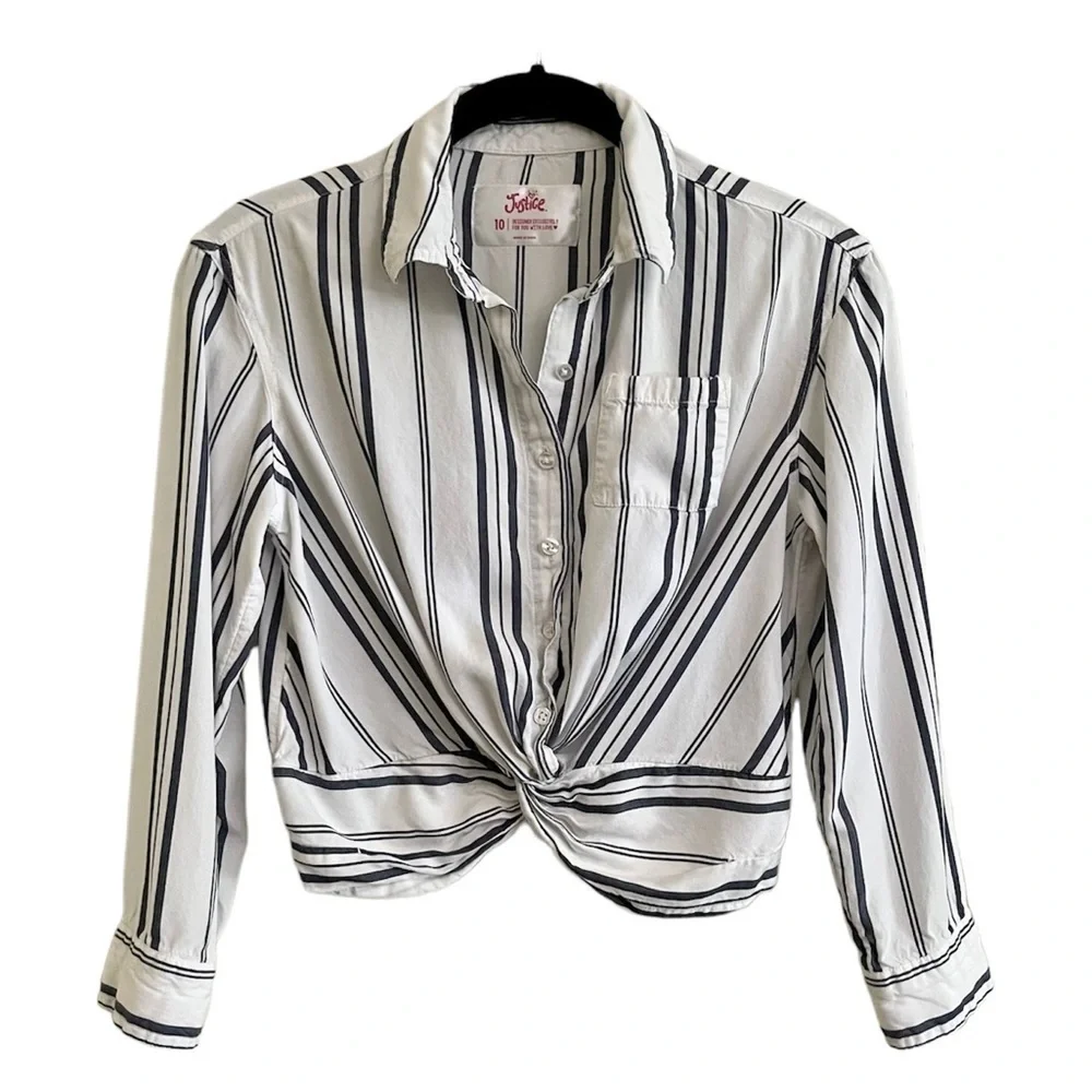 JUSTICE, GIRLS STRIPE TOP. SIZE 10.